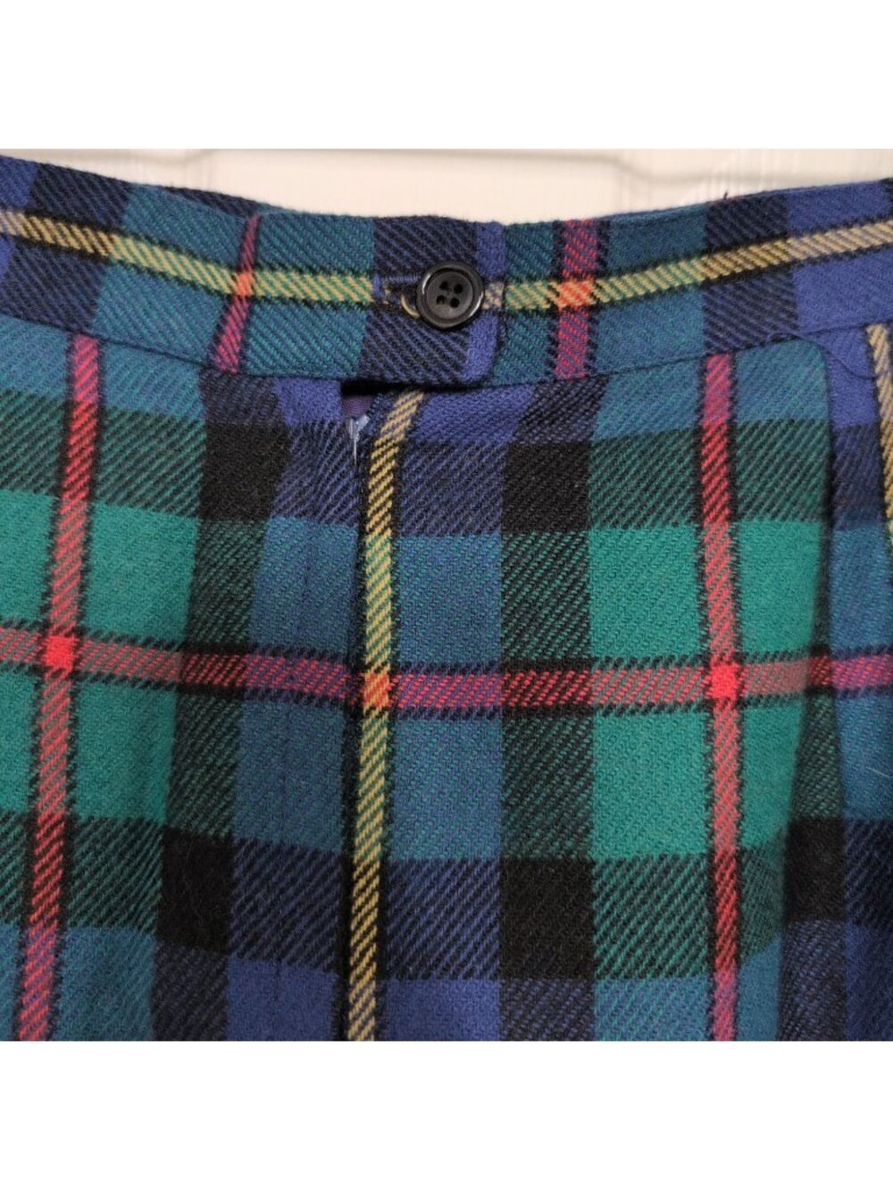 Vintage Wool Plaid Pleated Midi Skirt Womens Size 12 Green Academia Preppy Lined - Picture 7 of 9